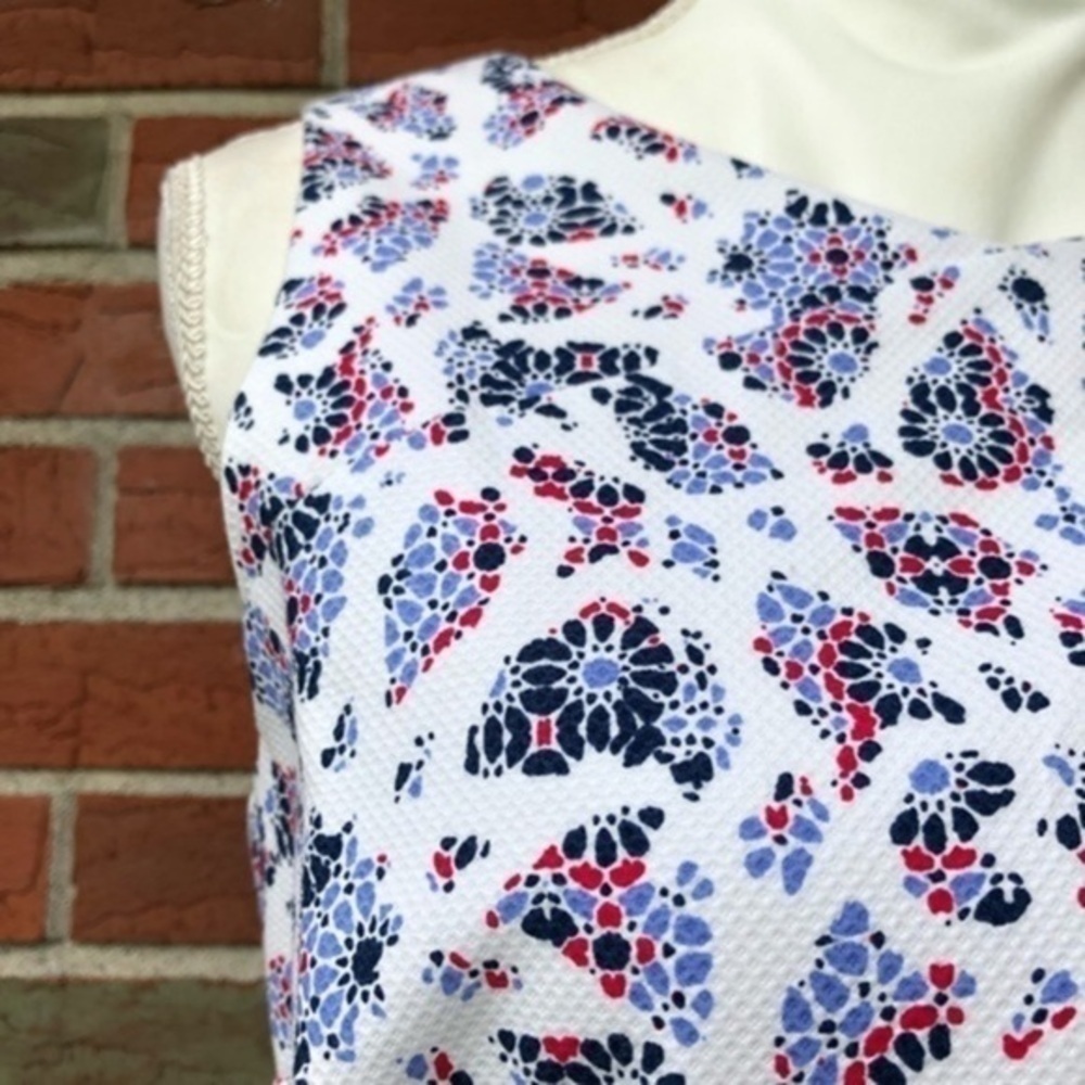 CeCe Mosaic NWT Cutout White Blue Fit & Flare Dress 👗